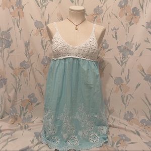 Turquoise Butterfly Crochet Babydoll Dress